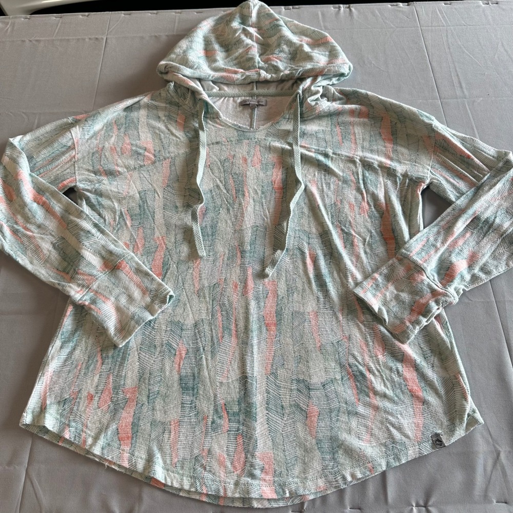 Ocean+Coast Womens Mint Peach Abstract Cotton Pullover Hoodie Size M RN31104